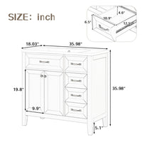 36" Bathroom Vanity With Sink Combo, White Bathroom Cabinet With Drawers, Solid Frame And Mdf Board White Solid Wood Mdf