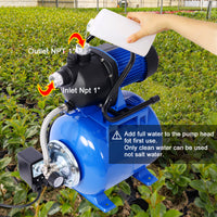 1.6Hp Shallow Well Pump With Pressure Tank,Garden Water Pump, Irrigation Pump,Automatic Water Booster Pump For Home Garden Lawn Farm Blue Steel