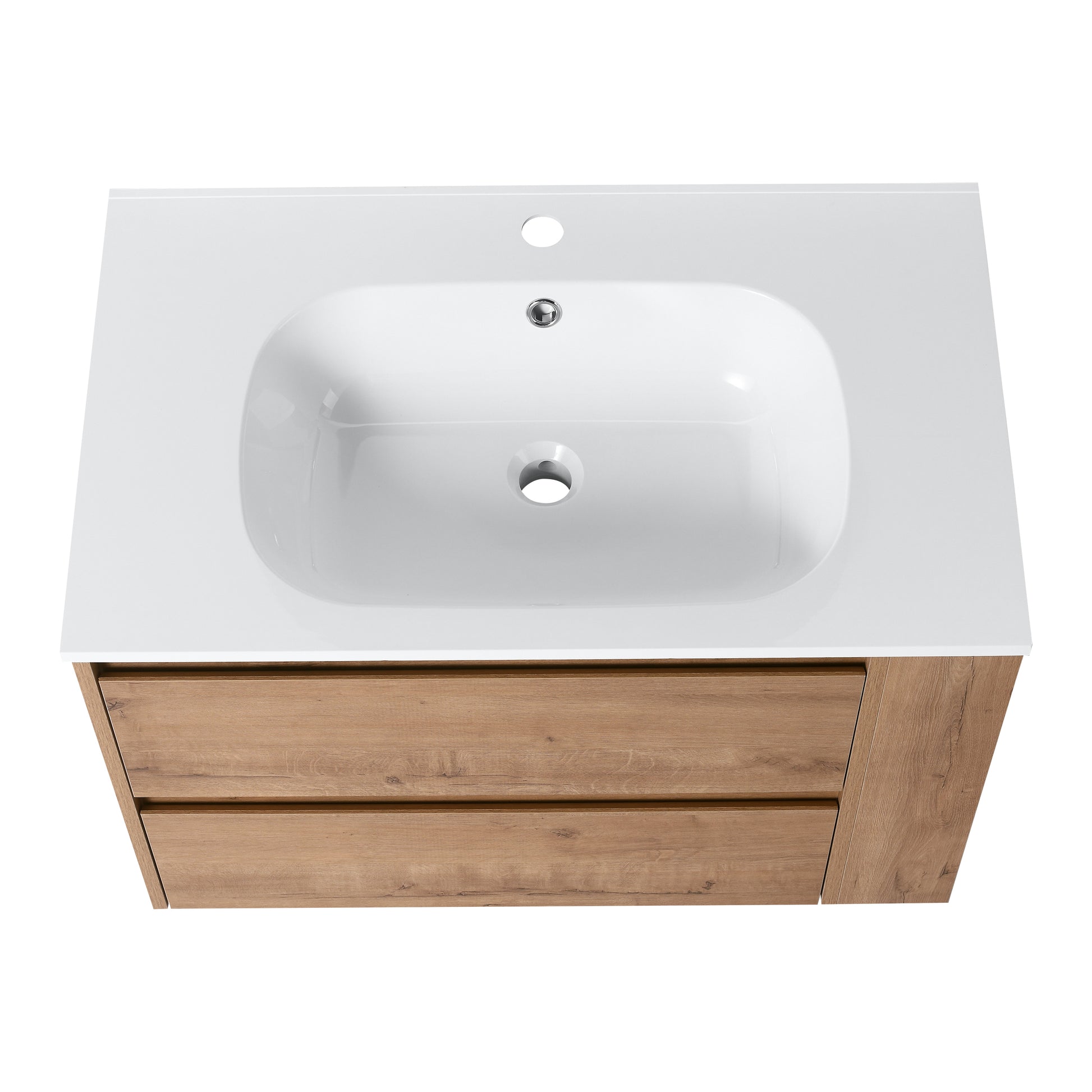 30" Wall Mounting Bathroom Vanity With Gel Sink, Soft Close Drawer 2 Imitative Oak 1 Bathroom Wall Mounted Modern Plywood