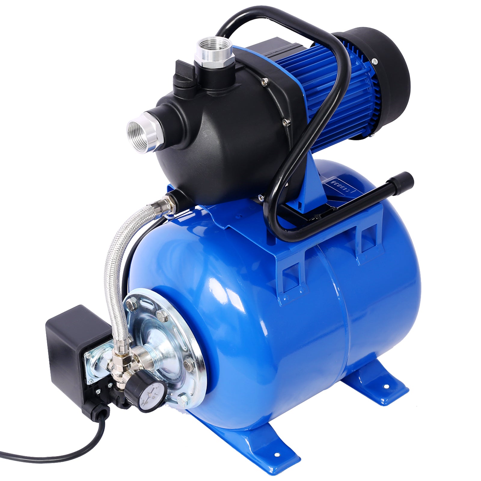 1.6Hp Shallow Well Pump With Pressure Tank,Garden Water Pump, Irrigation Pump,Automatic Water Booster Pump For Home Garden Lawn Farm Blue Steel