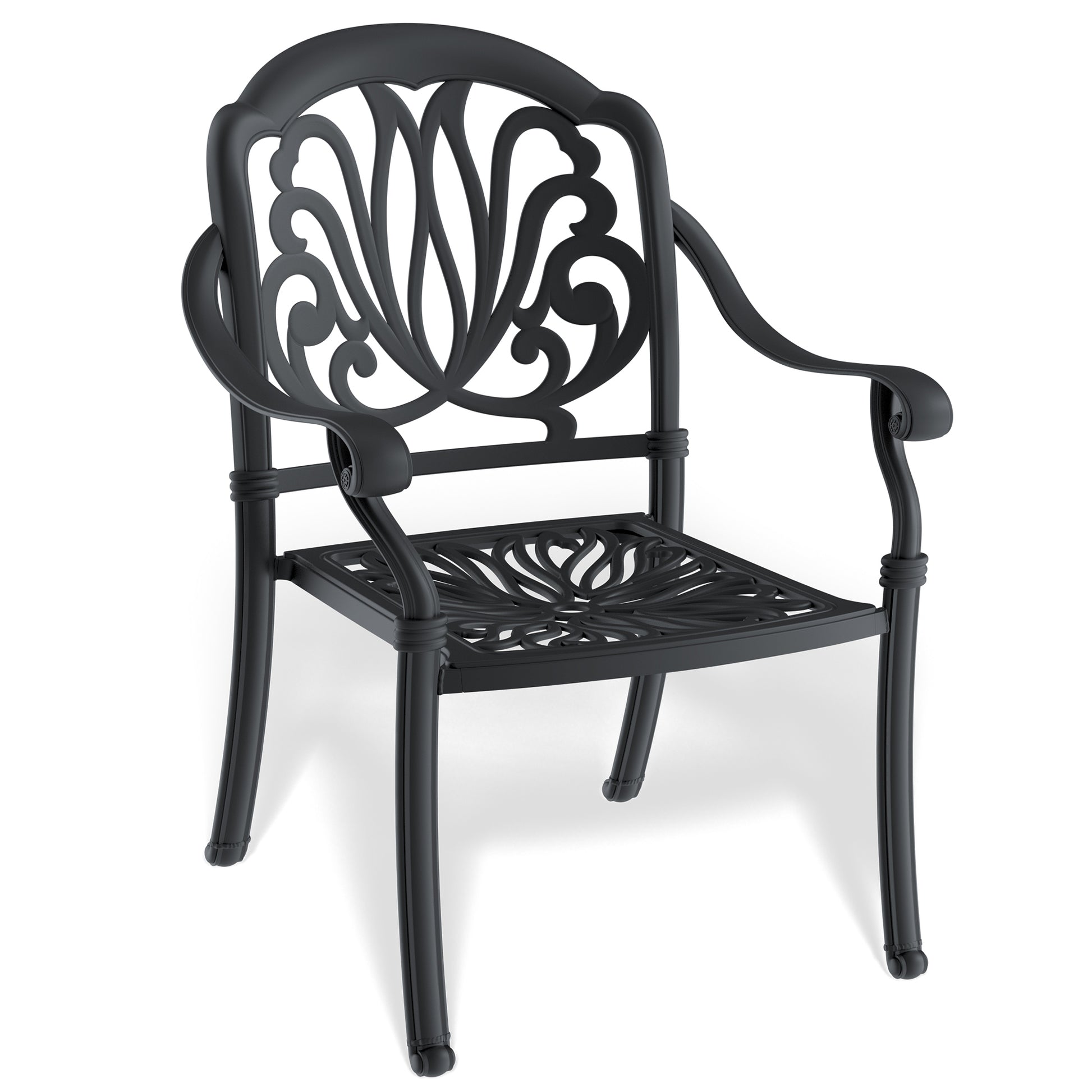 Cast Aluminum Patio Dining Chair 4Pcs With Black Frame And Cushions In Random Colors Yes Dining Set Black Rust Resistant Frame Water Resistant Cushion Garden & Outdoor Complete Patio Sets Aluminium