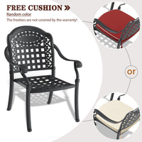 Cast Aluminum Patio Dining Chair 2Pcs With Black Frame And Cushions In Random Colors Yes Complete Patio Set Black Rust Resistant Frame Water Resistant Cushion Garden & Outdoor Complete Patio Sets Aluminium