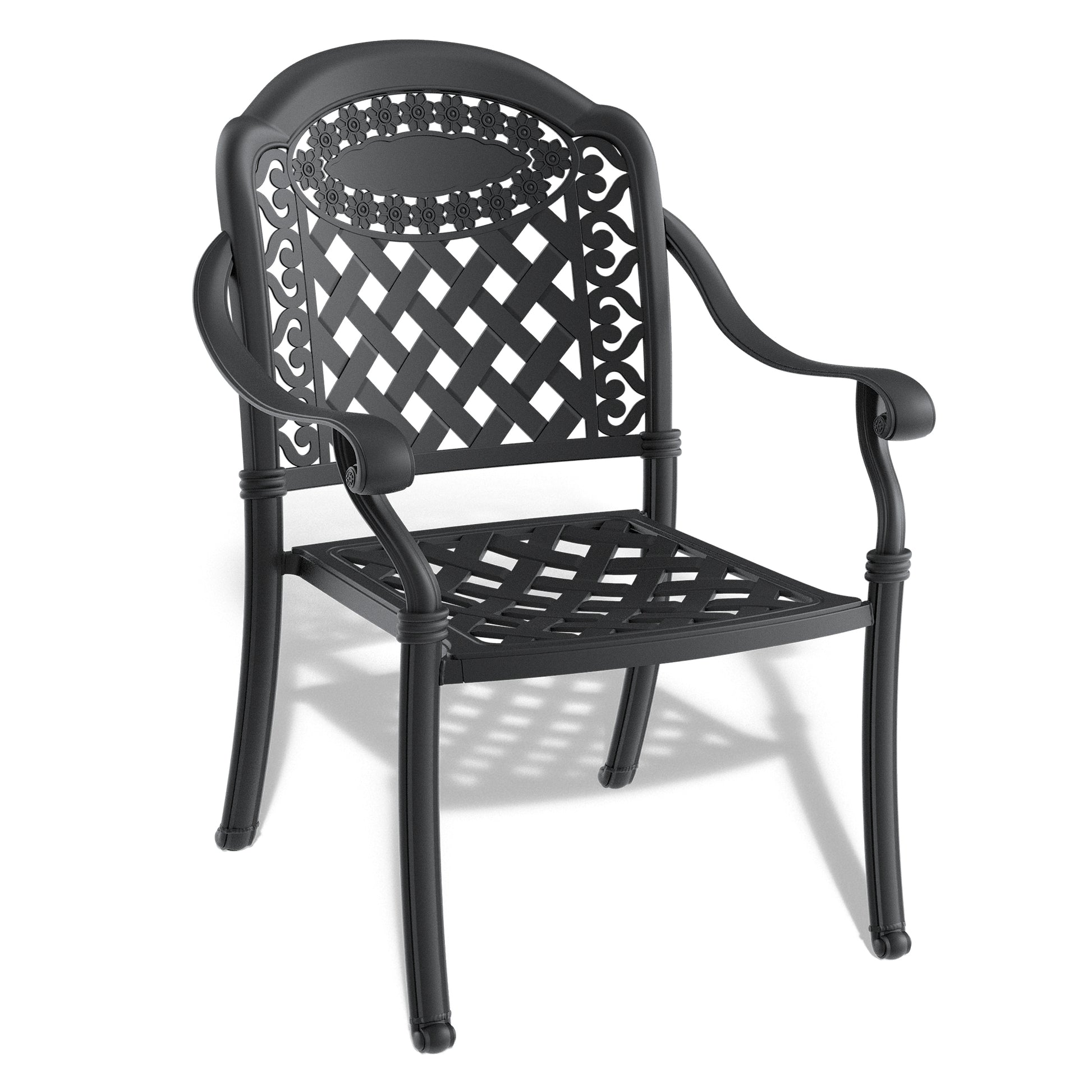 Cast Aluminum Patio Dining Chair 2Pcs With Black Frame And Cushions In Random Colors Yes Dining Set Black Rust Resistant Frame Water Resistant Cushion Garden & Outdoor Complete Patio Sets Aluminium