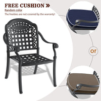 Cast Aluminum Patio Dining Chair 4Pcs With Black Frame And Cushions In Random Colors Yes Dining Set Black Rust Resistant Frame Water Resistant Cushion Garden & Outdoor Complete Patio Sets Aluminium