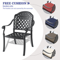 Cast Aluminum Patio Dining Chair 4Pcs With Black Frame And Cushions In Random Colors Yes Dining Set Black Rust Resistant Frame Water Resistant Cushion Garden & Outdoor Complete Patio Sets Aluminium