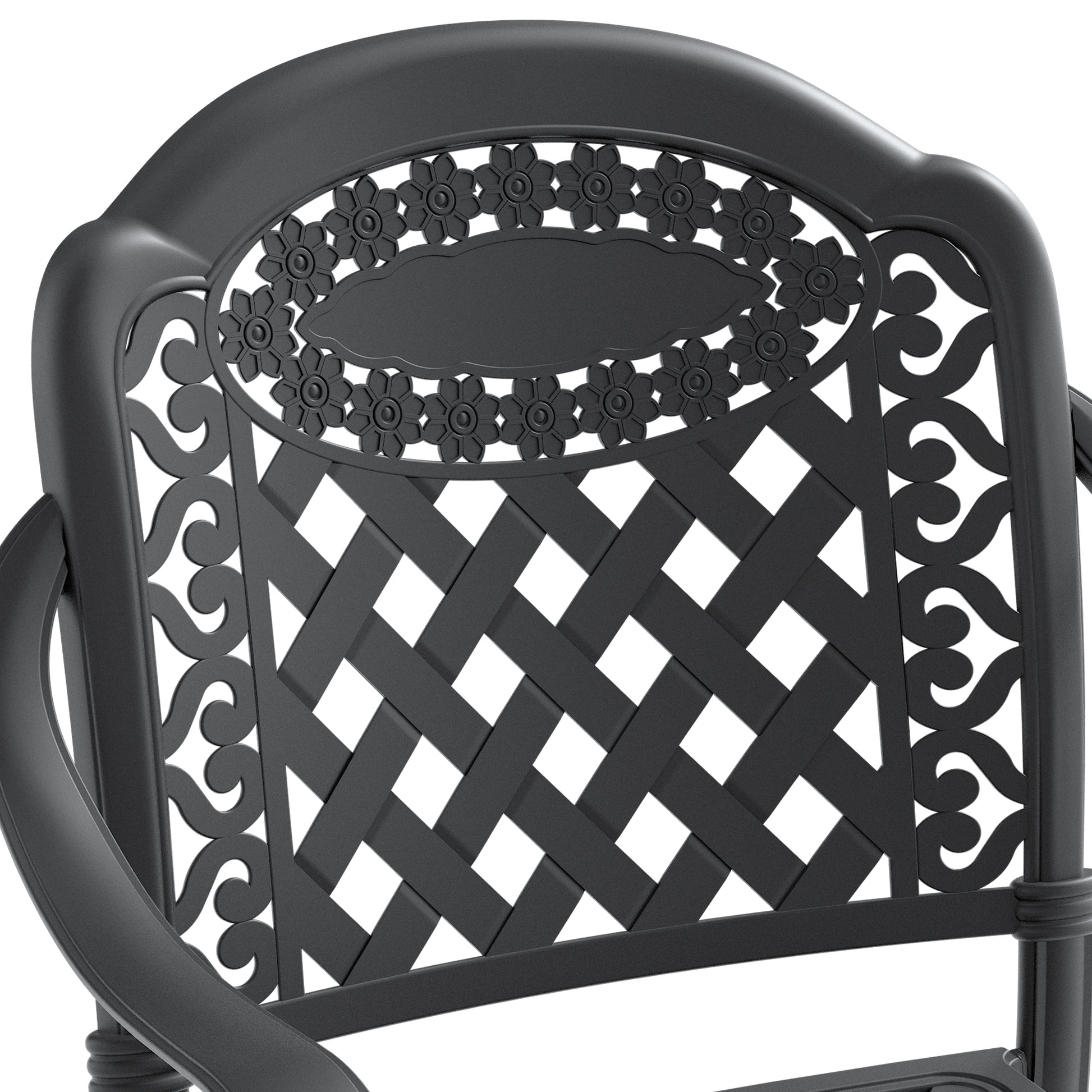 Cast Aluminum Patio Dining Chair 2Pcs With Black Frame And Cushions In Random Colors Yes Dining Set Black Rust Resistant Frame Water Resistant Cushion Garden & Outdoor Complete Patio Sets Aluminium