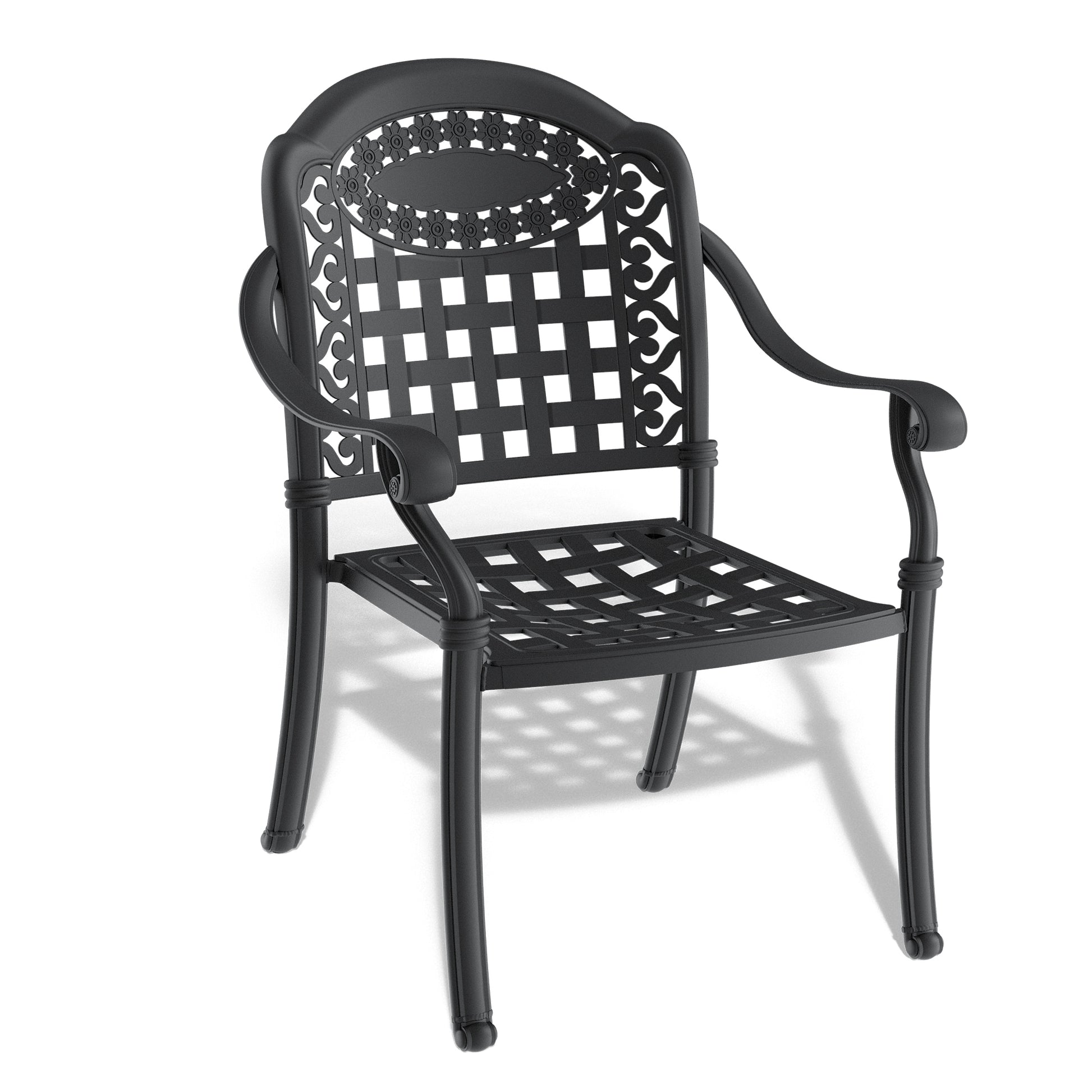 Cast Aluminum Patio Dining Chair 2Pcs With Black Frame And Cushions In Random Colors Yes Complete Patio Set Black Rust Resistant Frame Water Resistant Cushion Garden & Outdoor Complete Patio Sets Aluminium