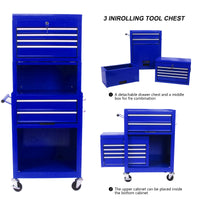 High Capacity Rolling Tool Chest With Wheels And Drawers, 6 Drawer Tool Storage Cabinet Blue Blue Steel