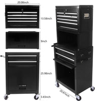 High Capacity Rolling Tool Chest With Wheels And Drawers, 6 Drawer Tool Storage Cabinet Black Black Steel