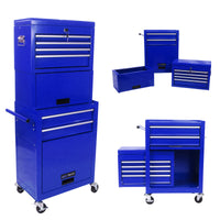 High Capacity Rolling Tool Chest With Wheels And Drawers, 6 Drawer Tool Storage Cabinet Blue Blue Steel
