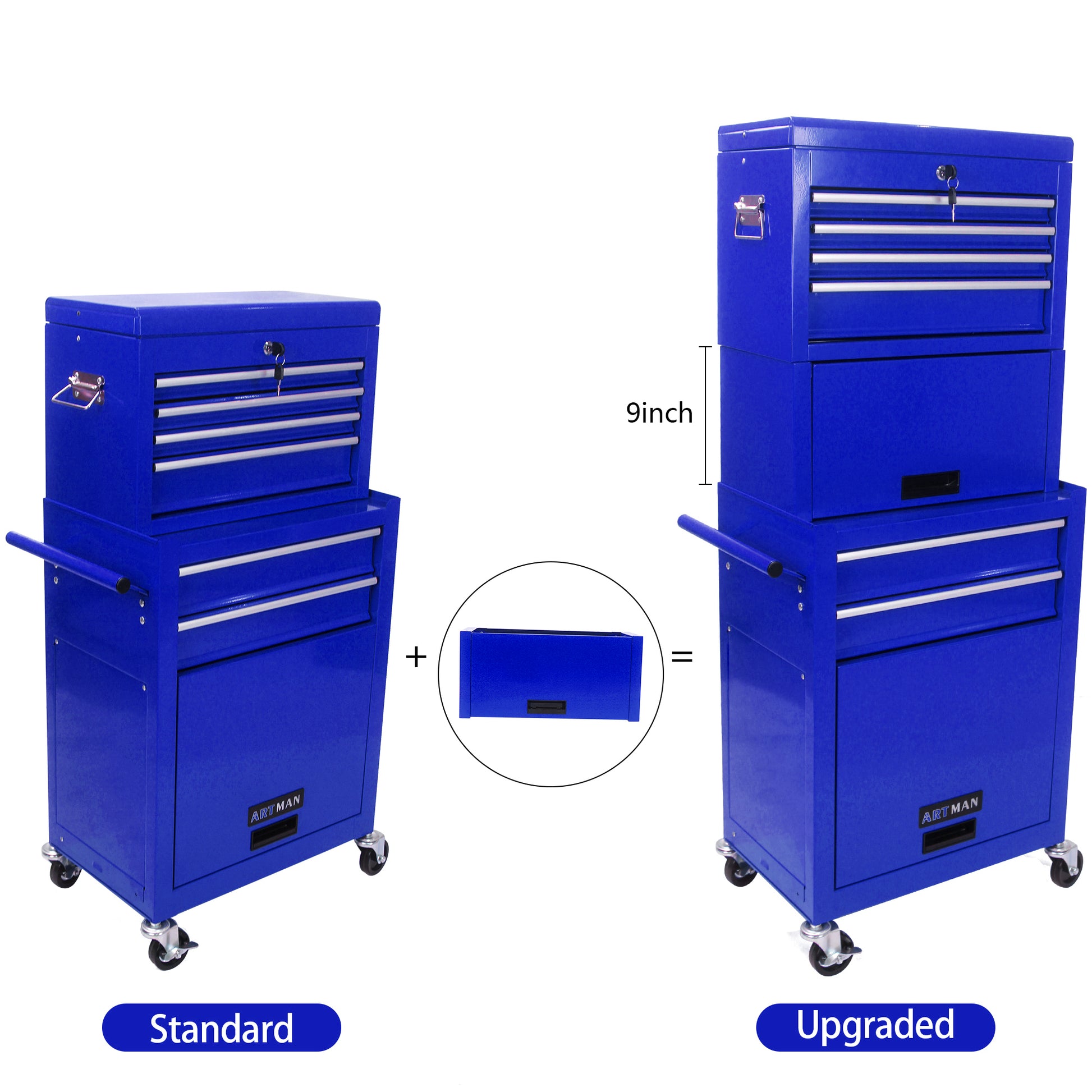 High Capacity Rolling Tool Chest With Wheels And Drawers, 6 Drawer Tool Storage Cabinet Blue Blue Steel