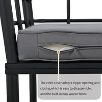 Steel Outdoor Dining Set With Acacia Wood Armrest Suitable For Patio, Balcony Or Backyard Black Steel