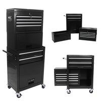 High Capacity Rolling Tool Chest With Wheels And Drawers, 6 Drawer Tool Storage Cabinet Black Black Steel