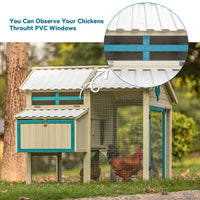 Weatherproof Outdoor Chicken Coop With Waterproof Pvc Roof. Outdoor Chicken Coop With Removable Bottom For Easy Cleaning.Large Space Coop Suitable For 6 8 Chickens. White Solid Wood