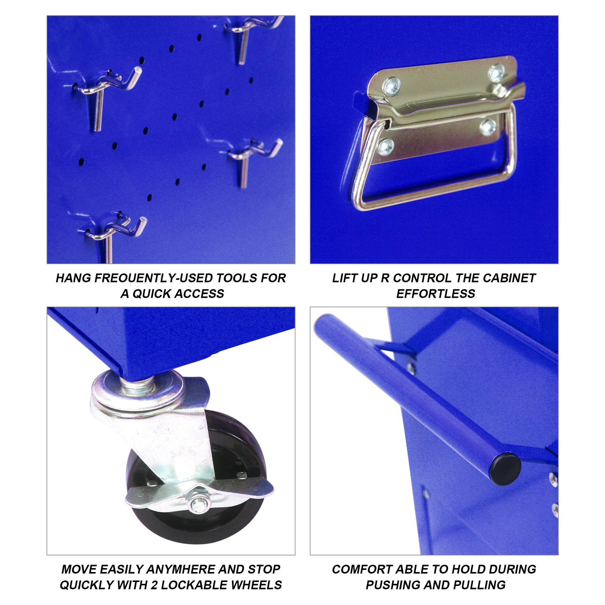 High Capacity Rolling Tool Chest With Wheels And Drawers, 6 Drawer Tool Storage Cabinet Blue Blue Steel