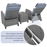 Outdoor Rattan Two Person Combination With Coffee Table, Adjustable, Suitable For Courtyard, Swimming Pool, Balcony Gray Hdpe
