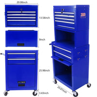 High Capacity Rolling Tool Chest With Wheels And Drawers, 6 Drawer Tool Storage Cabinet Blue Blue Steel