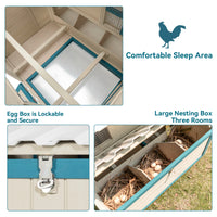 Weatherproof Outdoor Chicken Coop With Waterproof Pvc Roof. Outdoor Chicken Coop With Removable Bottom For Easy Cleaning.Large Space Coop Suitable For 5 7 Chickens. White Solid Wood