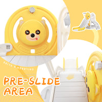 Toddler Climber And Slide Set 4 In 1, Kids Playground Climber Freestanding Slide Playset With Basketball Hoop Play Combination For Babies Indoor & Outdoor Yellow Hdpe