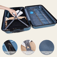 Luggage Suitcase 3 Piece Sets Hardside Carry On Luggage With Spinner Wheels 20" 24" 28" Cyan Abs