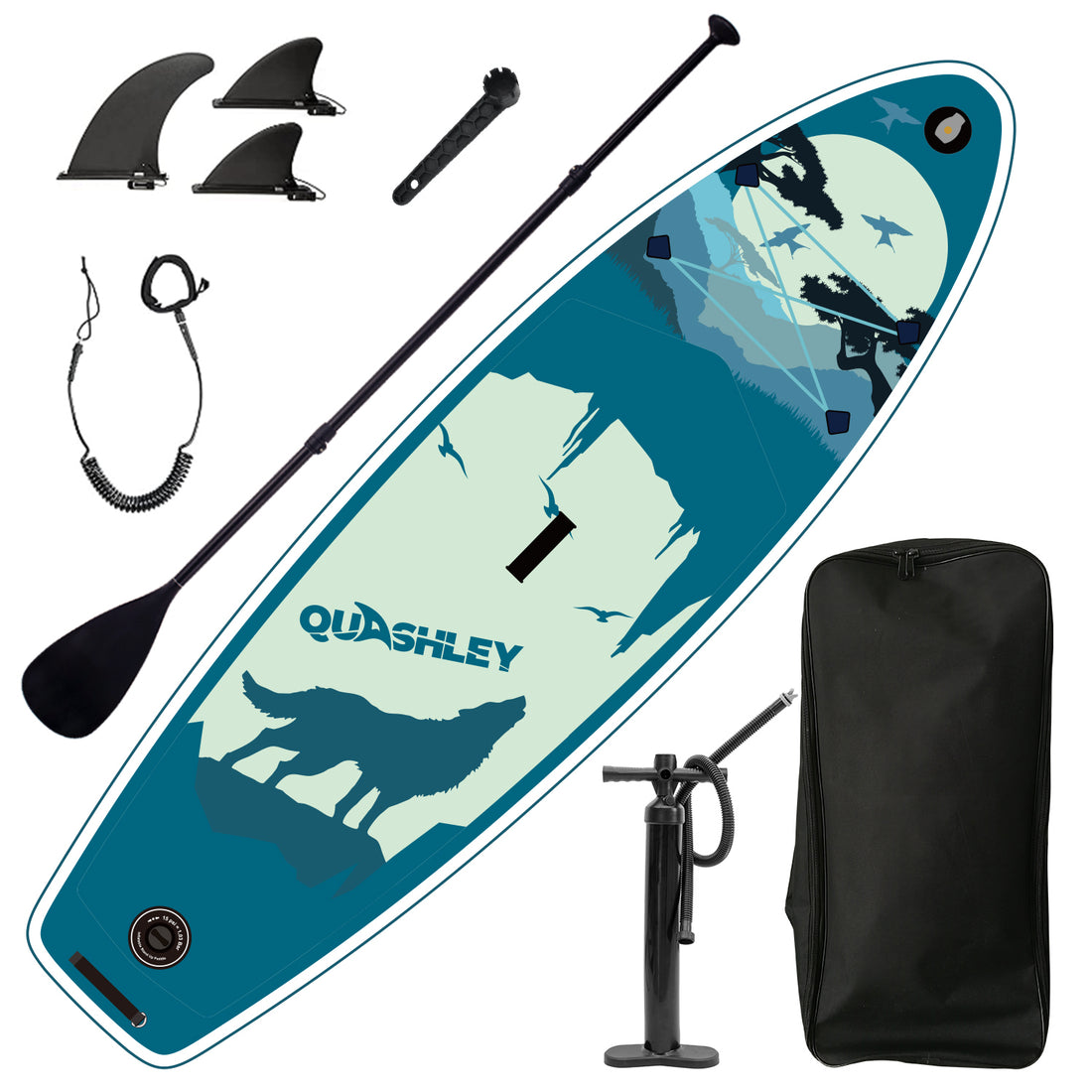 Inflatable Stand Up Paddle Board 9.9'X33"X5" With Premium Sup Accessories & Backpack, Wide Stance, Bottom Fin For Paddling, Paddle, Leash, Surf Control, Non Slip Deck For Youth & Adult Water Sports Antique Blue Green Anti Slip Garden & Outdoor American