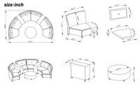 6 Person Fan Shaped Rattan Suit Combination With Cushions And Table,Suitable For Garden Gray Hdpe