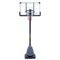 Height Adjustable 7.5 To 10Ft Basketball Hoop 44 Inch Backboard Portable Basketball Goal System With Stable Base And Wheels, Use For Outdoor Black White Iron