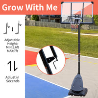 Height Adjustable 7.5 To 10Ft Basketball Hoop 44 Inch Backboard Portable Basketball Goal System With Stable Base And Wheels, Use For Outdoor Black White Iron