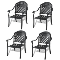 Cast Aluminum Patio Dining Chair 4Pcs With Black Frame And Cushions In Random Colors Yes Dining Set Black Rust Resistant Frame Water Resistant Cushion Garden & Outdoor Complete Patio Sets Aluminium