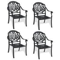 Cast Aluminum Patio Dining Chair 4Pcs With Black Frame And Cushions In Random Colors Yes Dining Set Black Rust Resistant Frame Water Resistant Cushion Garden & Outdoor Complete Patio Sets Aluminium