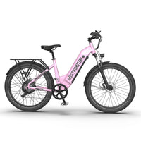 Aostirmotor Pattern 26" 750W Electric Bike Fat Tire 52V15Ah Removable Lithium Battery For Adults Pink Aluminium Alloy