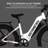 Aostirmotor Pattern 26" 750W Electric Bike Fat Tire 52V15Ah Removable Lithium Battery For Adults Pink Aluminium Alloy