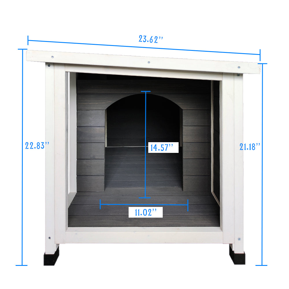 Puppy Dog Kennel ,Waterproof Dog Cage, Wooden Dog House With Porch Deck Gray Wood