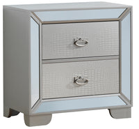 Modern Silver Champagne Bedside Table Champagne 2 Drawers Bedroom Rectangle Mirrored Wood Glass