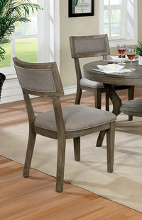 Rustic Grey Solid Wood 2Pc Dining Chairs Fabric Upholstered Seat Back Curved Dining Room Furniture Gray Dining Room Modern,Rustic,Transitional Dining Chairs Rubberwood Solid Wood