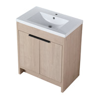 30 Inch Freestanding Bathroom Vanity With White Resin Sink & 2 Soft Close Cabinet Doors Bvb02430Plo Grb3040 Plain Light Oak 2 Bathroom Freestanding Plywood