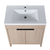 30 Inch Freestanding Bathroom Vanity With White Resin Sink & 2 Soft Close Cabinet Doors Bvb02430Plo Grb3040 Plain Light Oak 2 Bathroom Freestanding Plywood