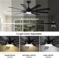 Mordern Farmhouse 62 In Black Ceiling Fan With Smart App And Remote Control Black Plywood