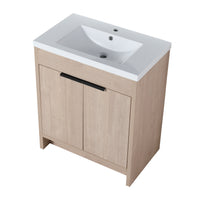 30 Inch Freestanding Bathroom Vanity With White Resin Sink & 2 Soft Close Cabinet Doors Bvb02430Plo Grb3040 Plain Light Oak 2 Bathroom Freestanding Plywood