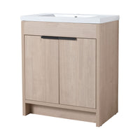 30 Inch Freestanding Bathroom Vanity With White Resin Sink & 2 Soft Close Cabinet Doors Bvb02430Plo Grb3040 Plain Light Oak 2 Bathroom Freestanding Plywood