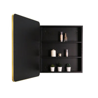 24X30 Inch Gold Metal Framed Wall Mount Or Recessed Bathroom Medicine Cabinet With Mirror Gold Matte Black 1 2 24 To 35 In 24 To 31 In Removable Shelf Bathroom Classic Less Than 5 Inches Aluminium Powder Coated