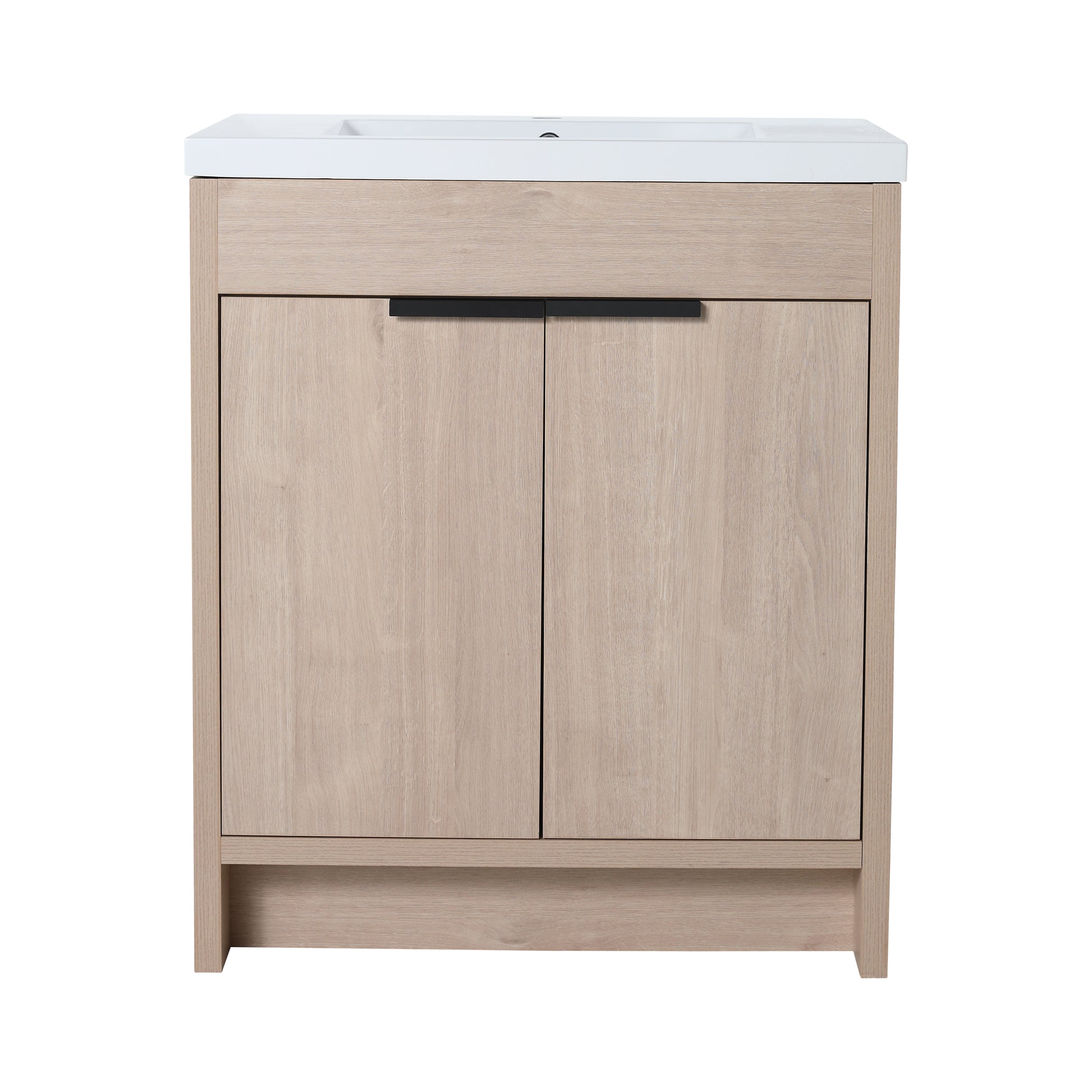 30 Inch Freestanding Bathroom Vanity With White Resin Sink & 2 Soft Close Cabinet Doors Bvb02430Plo Grb3040 Plain Light Oak 2 Bathroom Freestanding Plywood