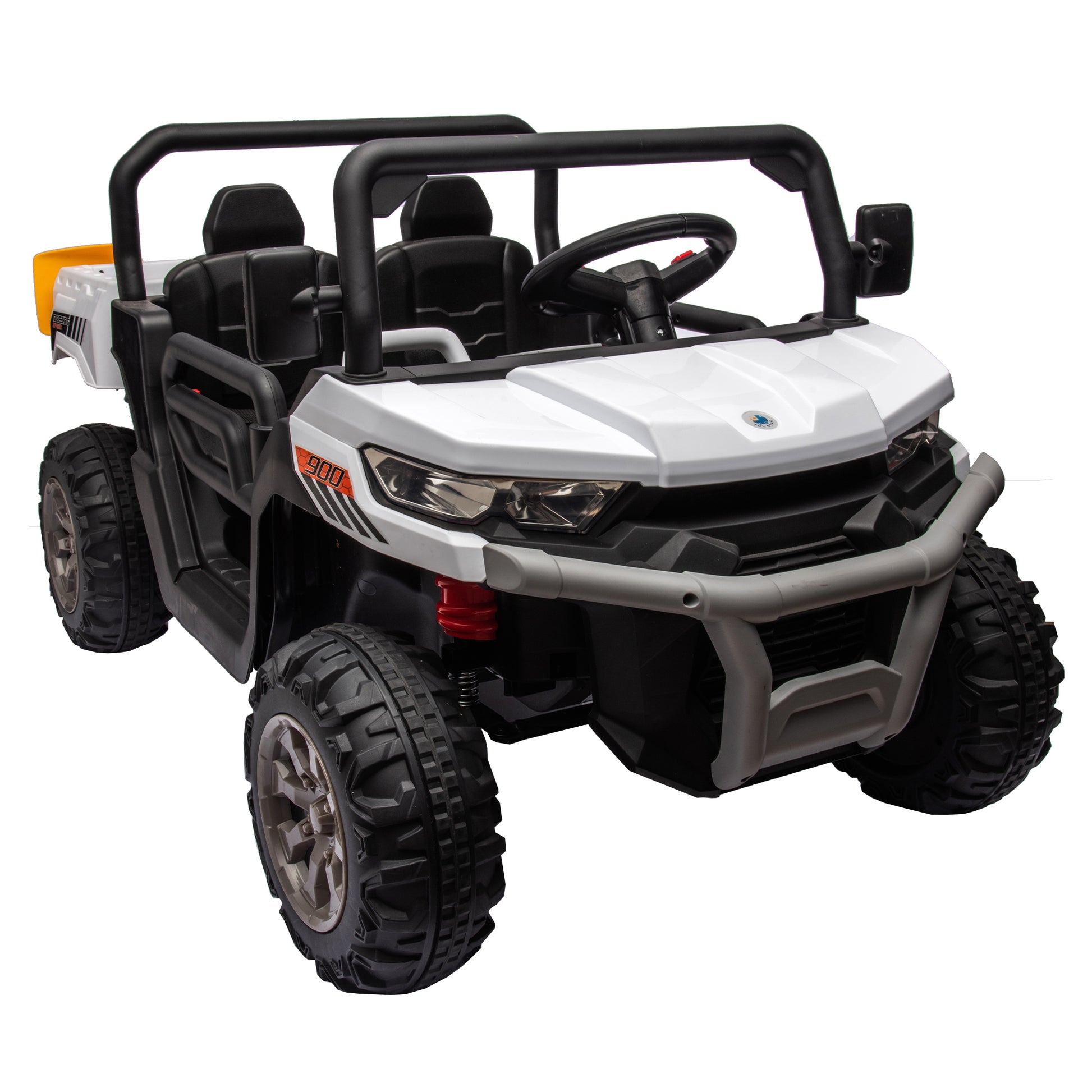 24V Ride On Truck 2 Seater Ride On Utv With 2X200W Motor Ride On Dump Truck With Dump Bed Shovel Ride On Car With Remote Control Electric Vehicle With Non Slip Tyre For Boys Girls White Plastic