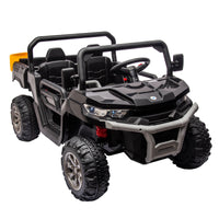 24V Ride On Truck 2 Seater Ride On Utv With 2X200W Motor Ride On Dump Truck With Dump Bed Shovel Ride On Car With Remote Control Electric Vehicle With Non Slip Tyre For Boys Girls Black Plastic