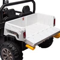 24V Ride On Truck 2 Seater Ride On Utv With 2X200W Motor Ride On Dump Truck With Dump Bed Shovel Ride On Car With Remote Control Electric Vehicle With Non Slip Tyre For Boys Girls White Plastic