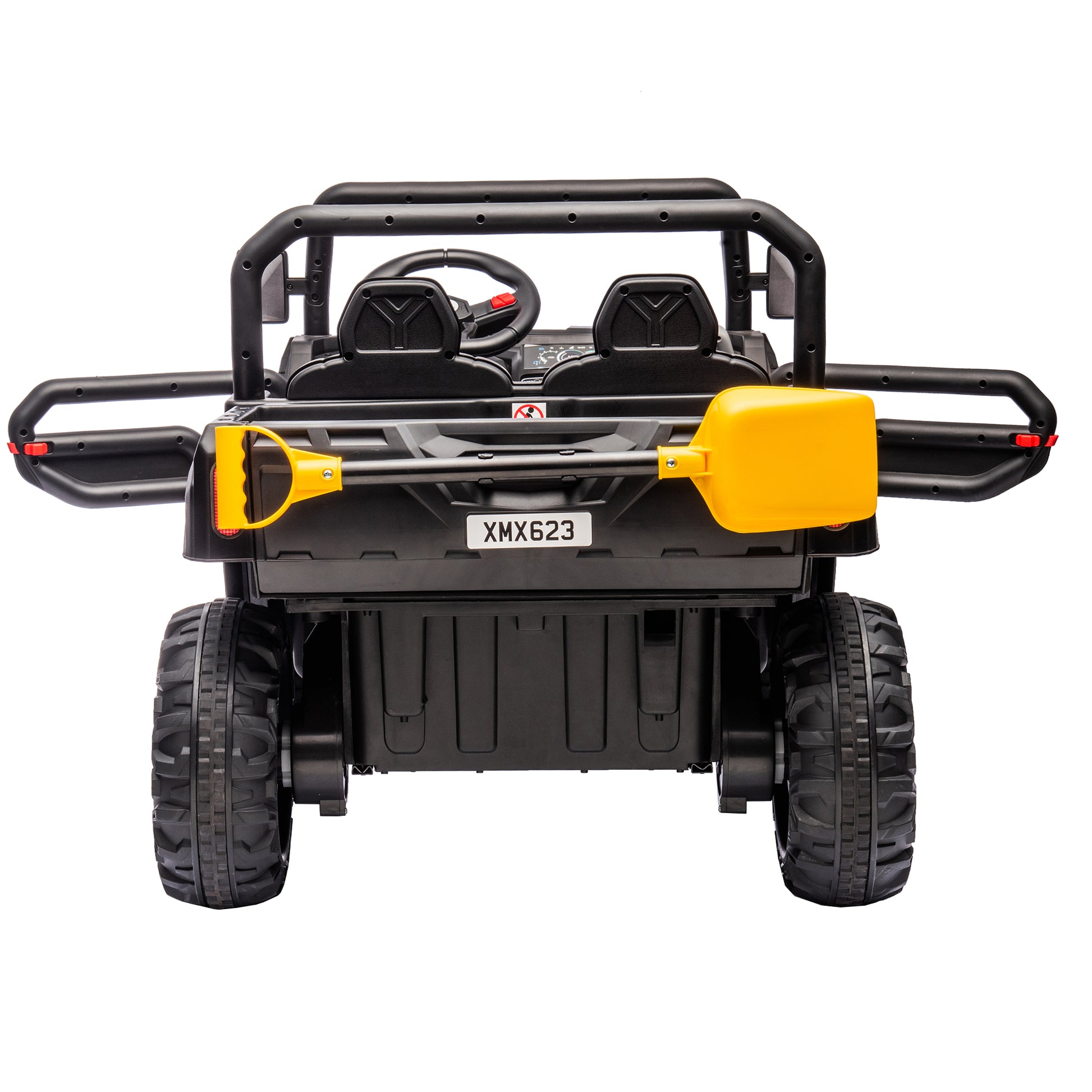 24V Ride On Truck 2 Seater Ride On Utv With 2X200W Motor Ride On Dump Truck With Dump Bed Shovel Ride On Car With Remote Control Electric Vehicle With Non Slip Tyre For Boys Girls Black Plastic