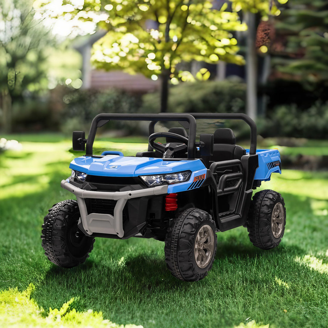 24V Ride On Truck 2 Seater Ride On Utv With 2X200W Motor Ride On Dump Truck With Dump Bed Shovel Ride On Car With Remote Control Electric Vehicle With Non Slip Tyre For Boys Girls Blue Plastic