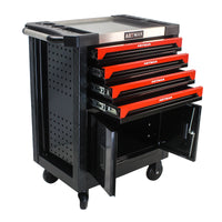 Removable 4 Drawers Tool Cart With Lock Black Red Metal