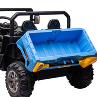 24V Ride On Truck 2 Seater Ride On Utv With 2X200W Motor Ride On Dump Truck With Dump Bed Shovel Ride On Car With Remote Control Electric Vehicle With Non Slip Tyre For Boys Girls Blue Plastic