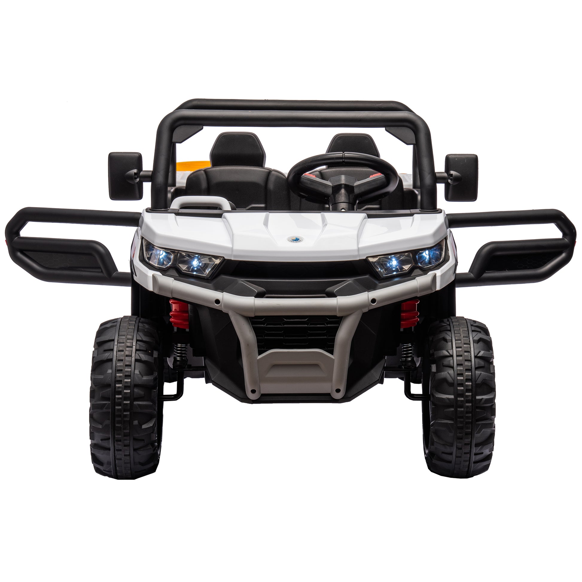 24V Ride On Truck 2 Seater Ride On Utv With 2X200W Motor Ride On Dump Truck With Dump Bed Shovel Ride On Car With Remote Control Electric Vehicle With Non Slip Tyre For Boys Girls White Plastic